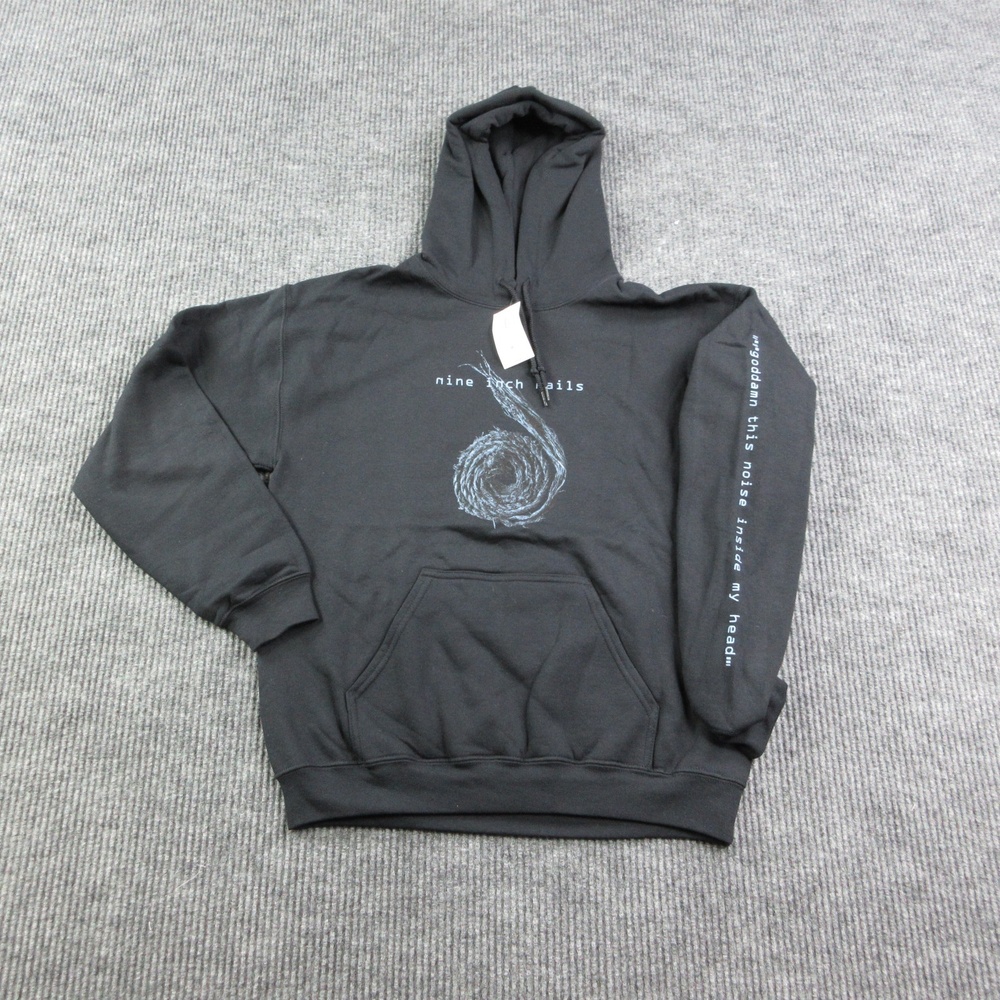 Nine Inch Nails Hoodie Mens Medium Black Hooded Pullover Graphic Music Band NWT